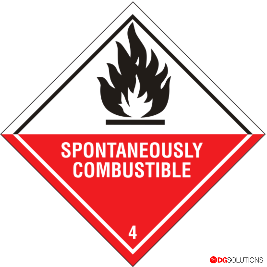 Class 4.2 Spontaneously Combustible Label – 100mm x 100mm, Roll of 500 for Dangerous Goods Compliance