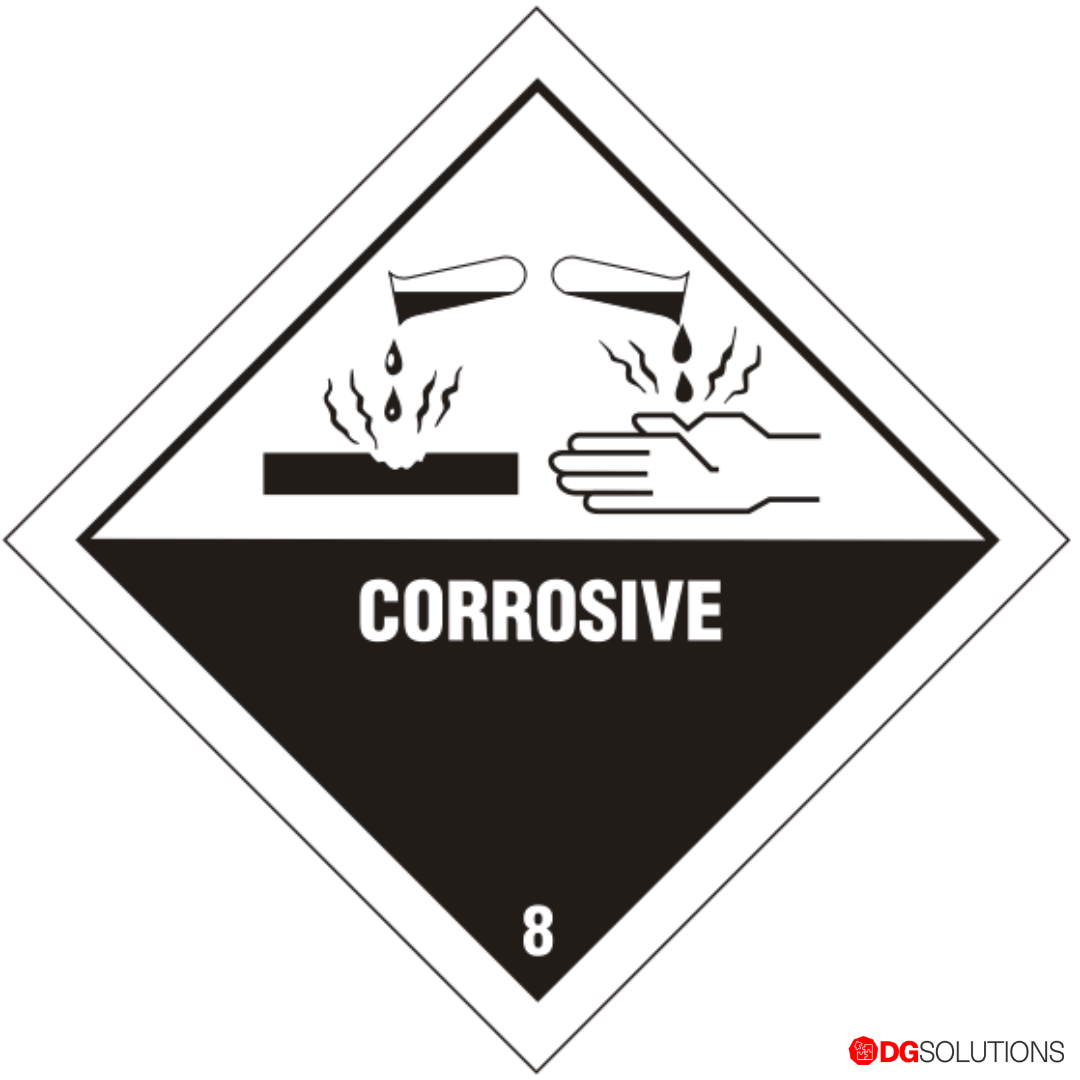 Class 8 Corrosive Container Label – Compliant DG Placard