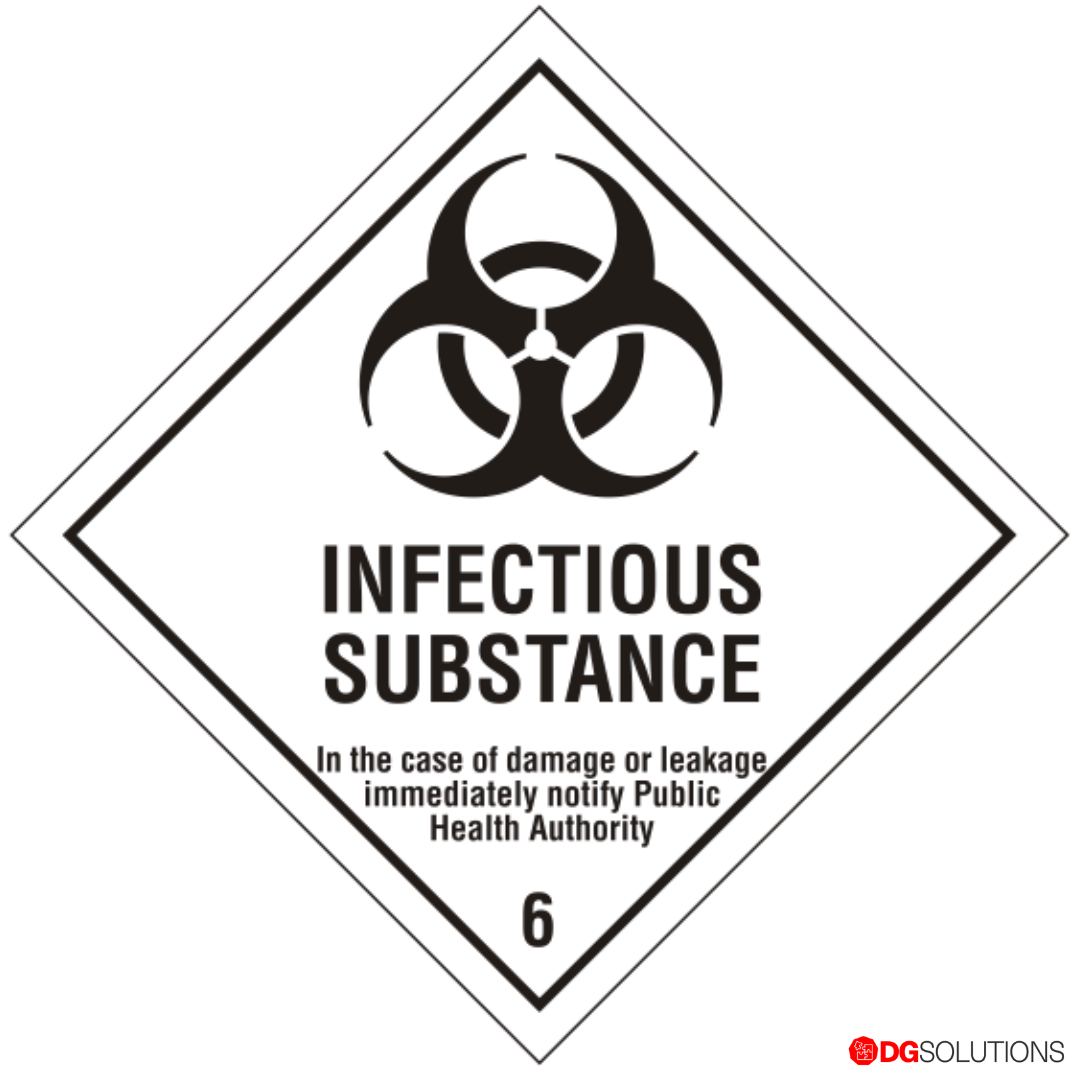 Class 6.2 Infectious Substance Label – 100mm x 100mm, Roll of 500 for Dangerous Goods Compliance